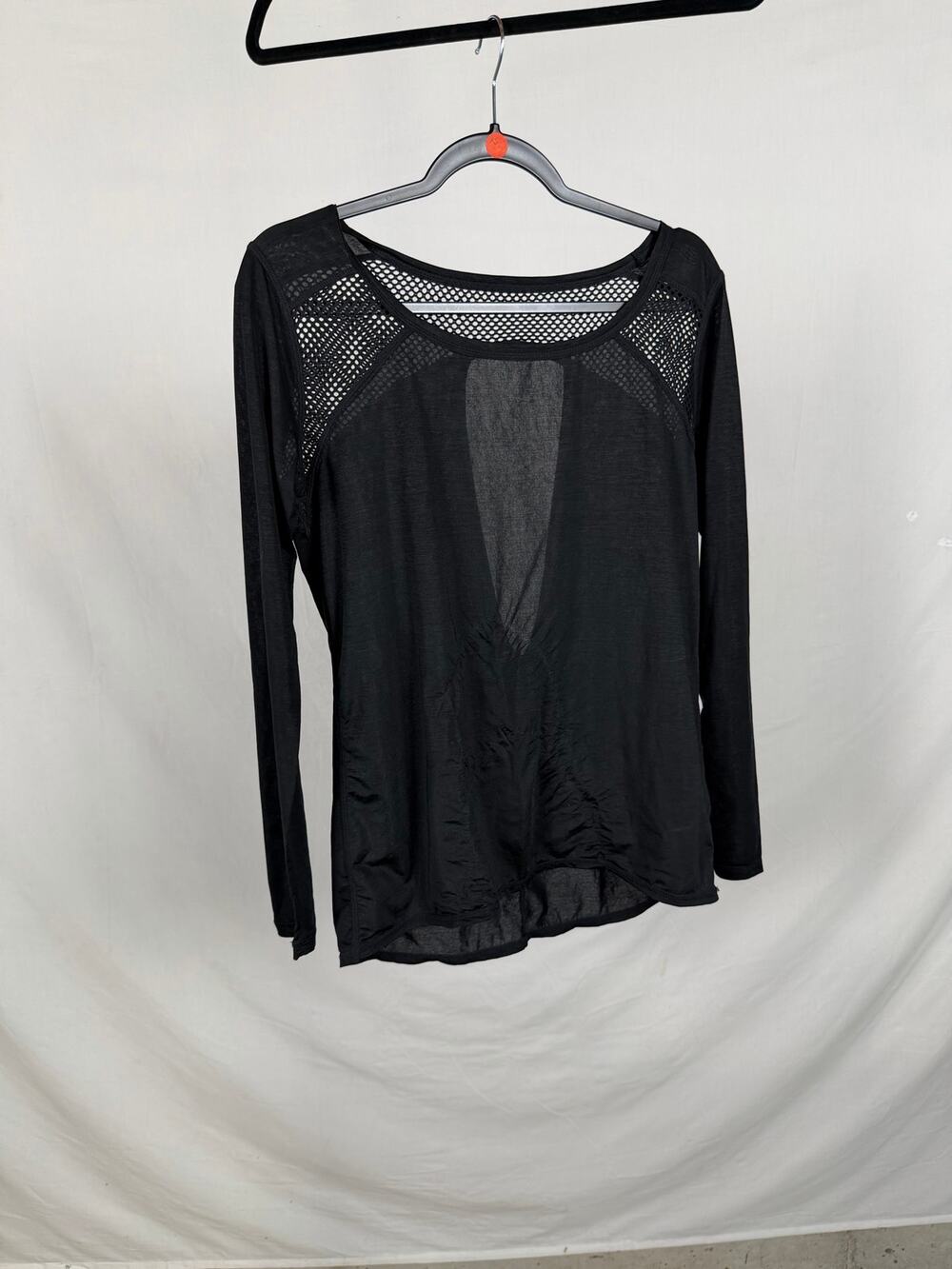 Zella Black Long Sleeve Open Mesh Back Athletic Workout Shirt Top Size XS